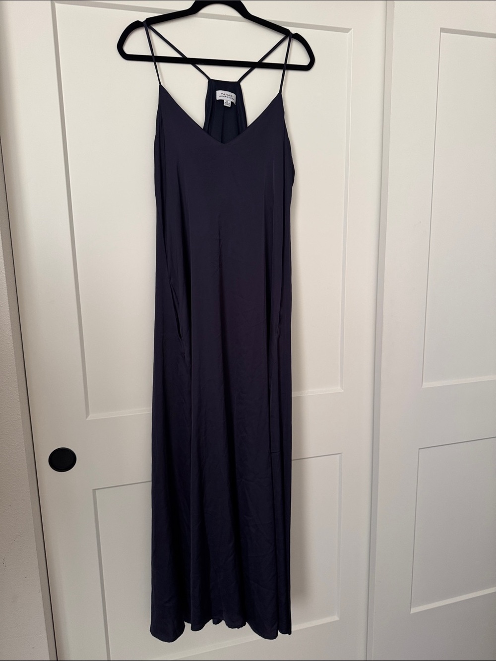 Classic Navy Slip Maxi Dress with Strappy Back